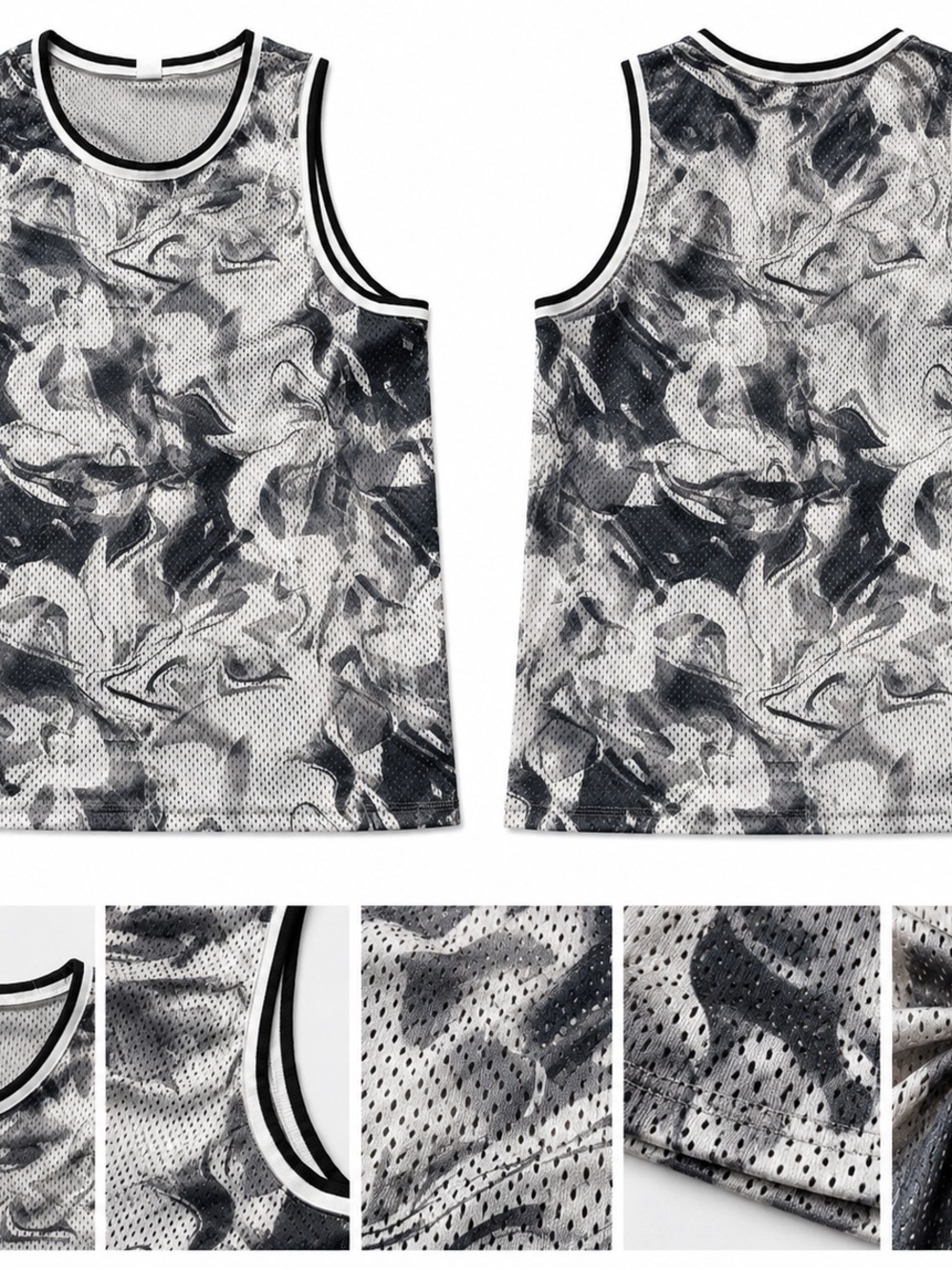 Old Navy Gray & Black Camouflage Mesh Tank Top